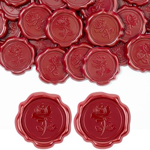 55 Pcs Red Rose Wax Seal Stickers for Envelopes and Invitations