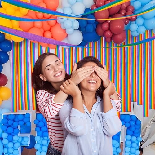 Tlswshsy 12 Rolls Rainbow Crepe Paper Streamers