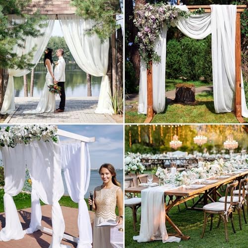 4 Panels Chiffon Wedding Arch Drapes White 20ft x 28in