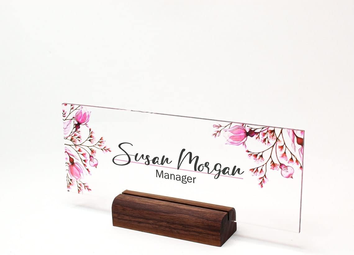 Teacher Desk Nameplate with Acrylic and Wood Base