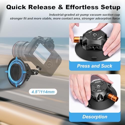 COMAN 45 In Suction Cup Camera Mount with Ball Head Magic Arm