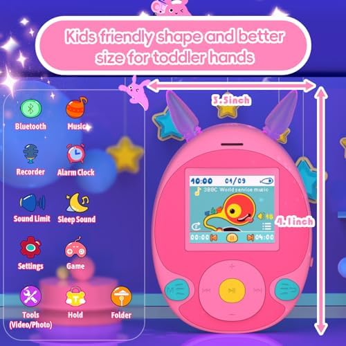Wiwoo 64GB Kids MP3 Player with Bluetooth and LED Lights