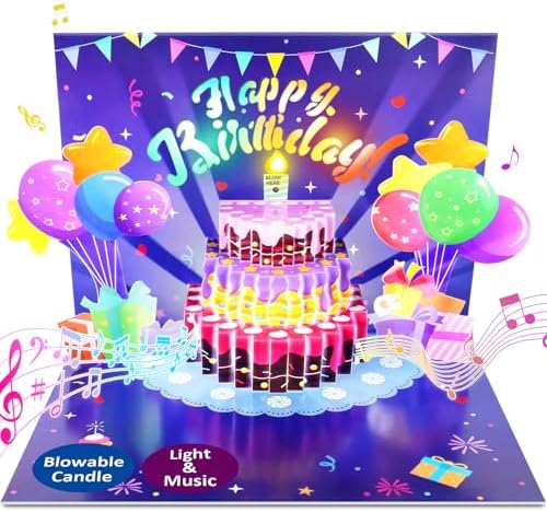 Musical Pop Up Birthday Card with Light and Candle