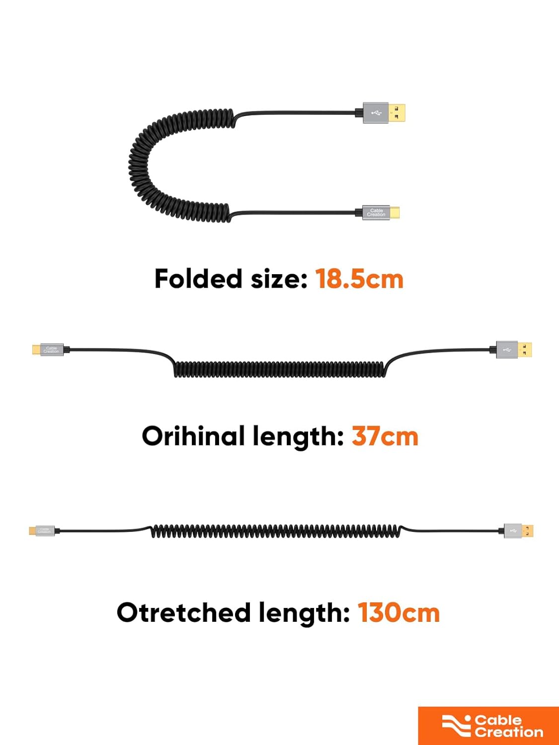 CableCreation USB C Fast Charging Coiled 2-Pack Retractable