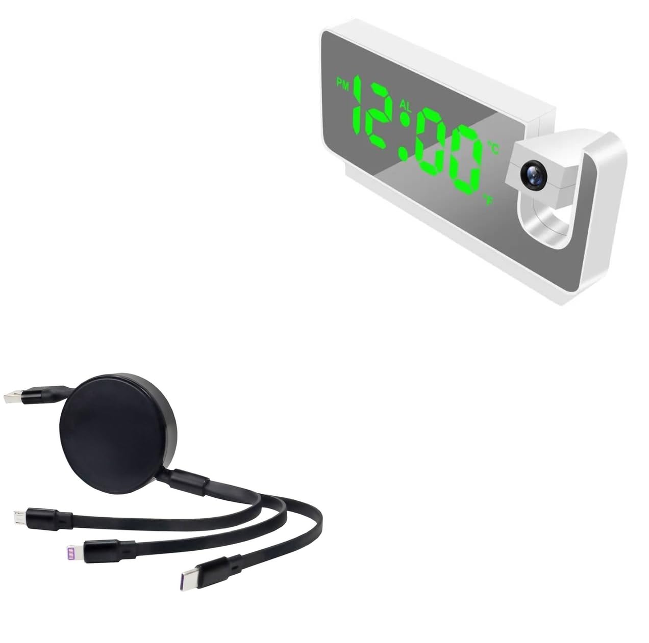 BoxWave Retractable USB Cable for OnLyee CR1024 Alarm Clock
