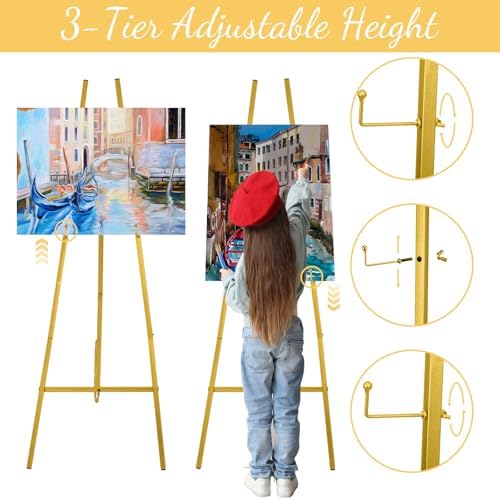 Gold 50 Inch Adjustable Easel Stand for Wedding Sign Display