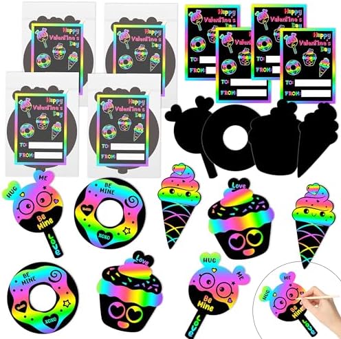 Haooryx 24-Piece Scratch Art Rainbow Bookmarks DIY Kit