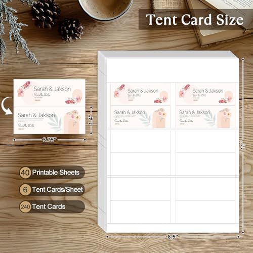 MaxGear 240Pcs Matte White Tent Cards for Table Settings