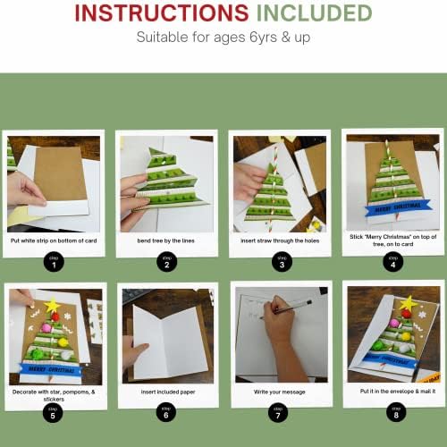 4Es Novelty Christmas Card Craft Kit for Kids 12 Pack