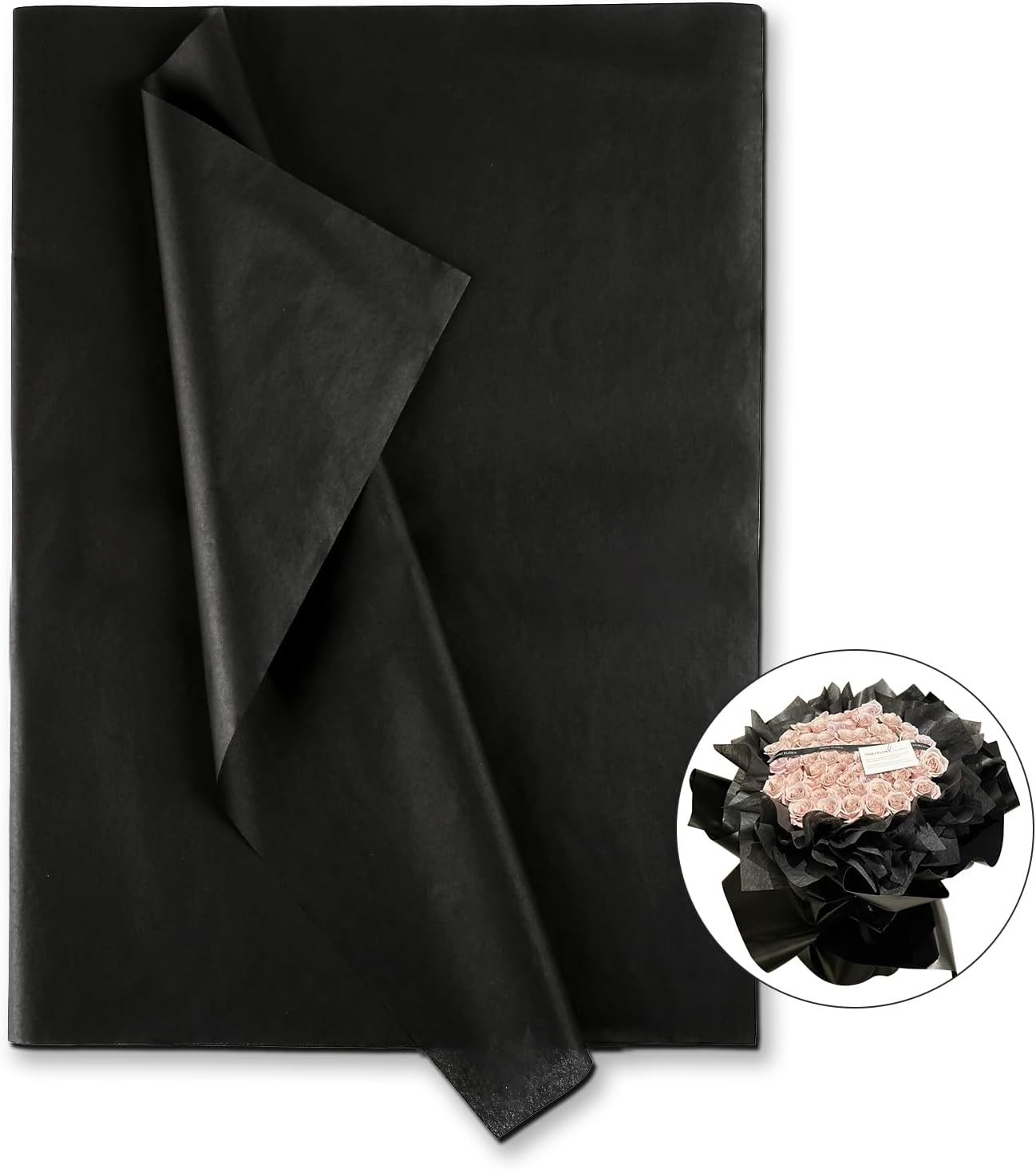 Naler Black Tissue Paper 60 Sheets 14x20 Inch for Art Crafts