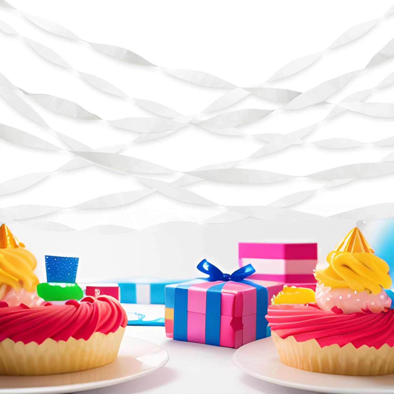 Xiksxitn 6 Rolls White Crepe Paper Streamers