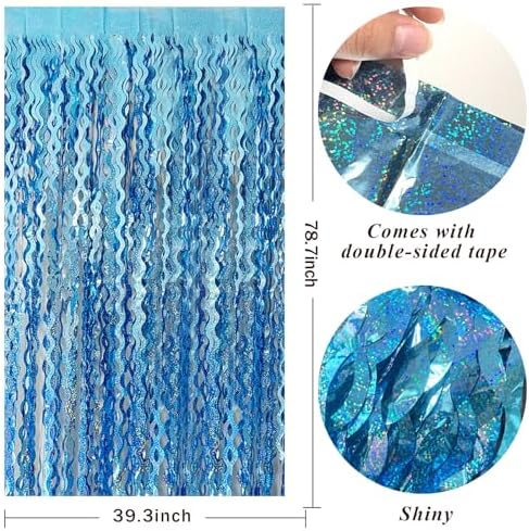 BOMSI Sparkle Metallic Wavy Foil Fringe Curtain