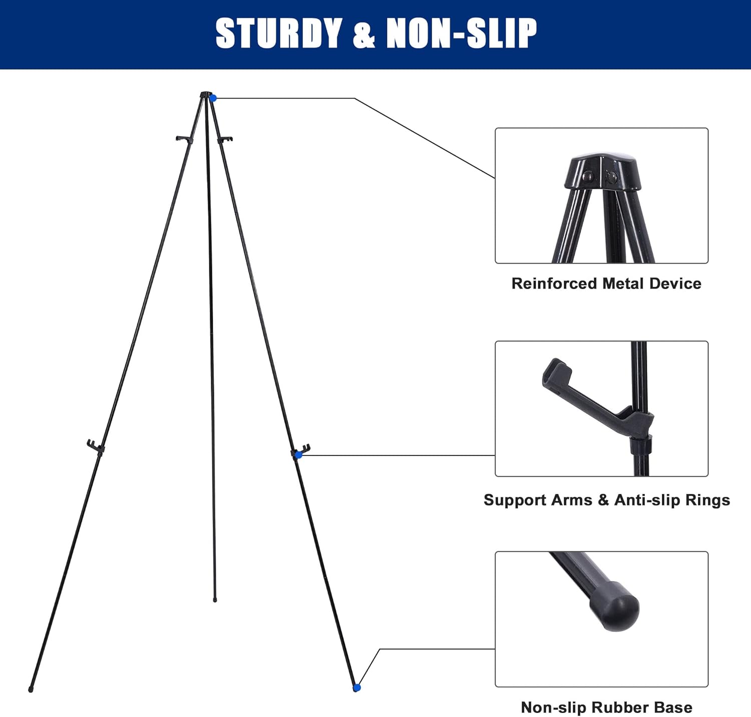 63 Portable Metal Easel Stand - Black