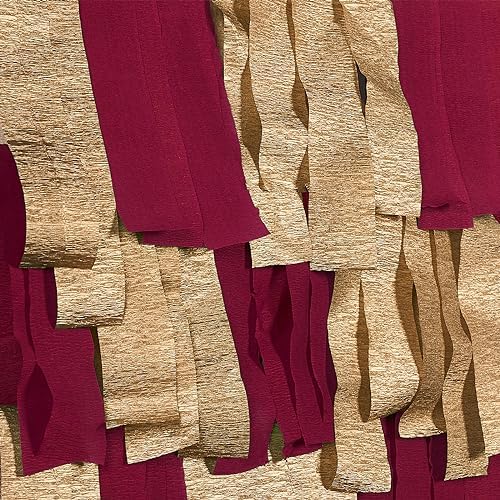 PartyWoo Crepe Paper Streamers 6 Rolls 492ft Burgundy Gold