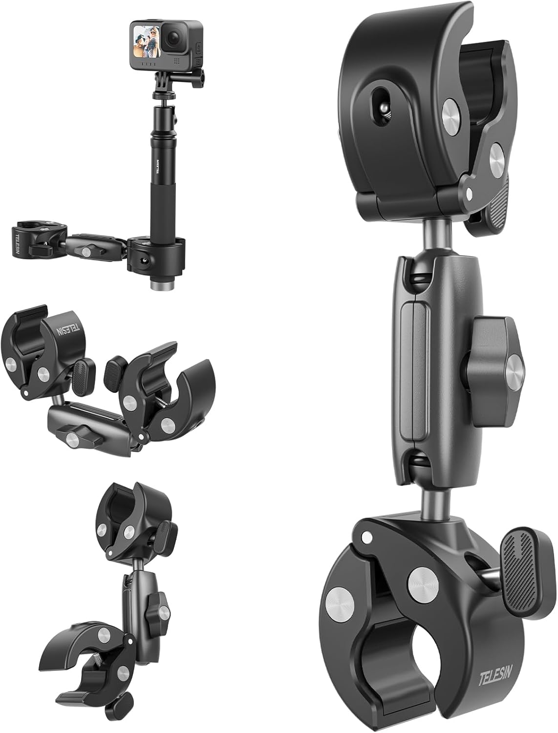 TELESIN 360 Dual Ball Clamp Mount for GoPro and Action Cameras