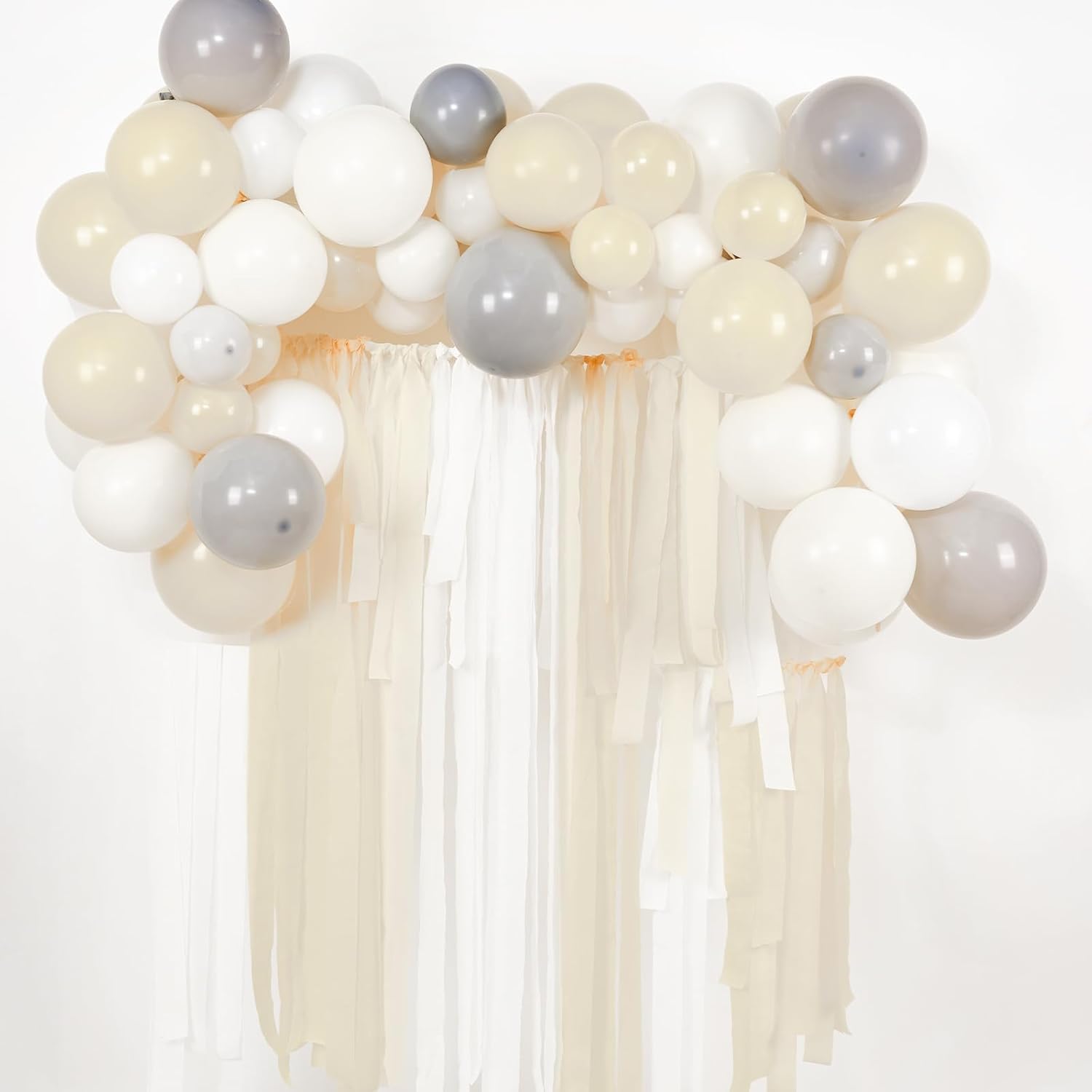 PartyWoo White Crepe Paper Streamers 4 Rolls 328ft Pack