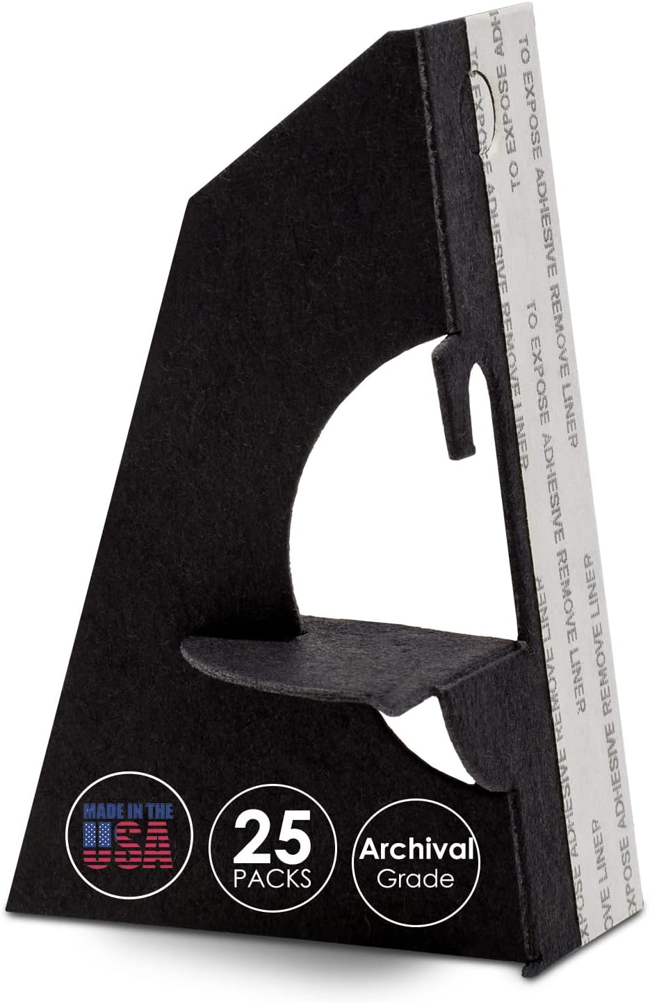 Lineco Self Stick Cardboard Easel Back 3 Inch Single Wing 25 Pack Black