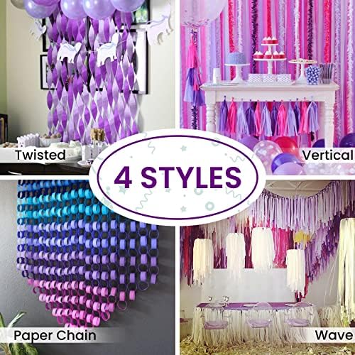 PartyWoo Purple Crepe Paper Streamers 6 Rolls 492 Feet Pack