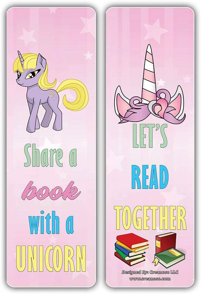 Creanoso Cool and Amazing Unicorn Bookmarks 30-Pack