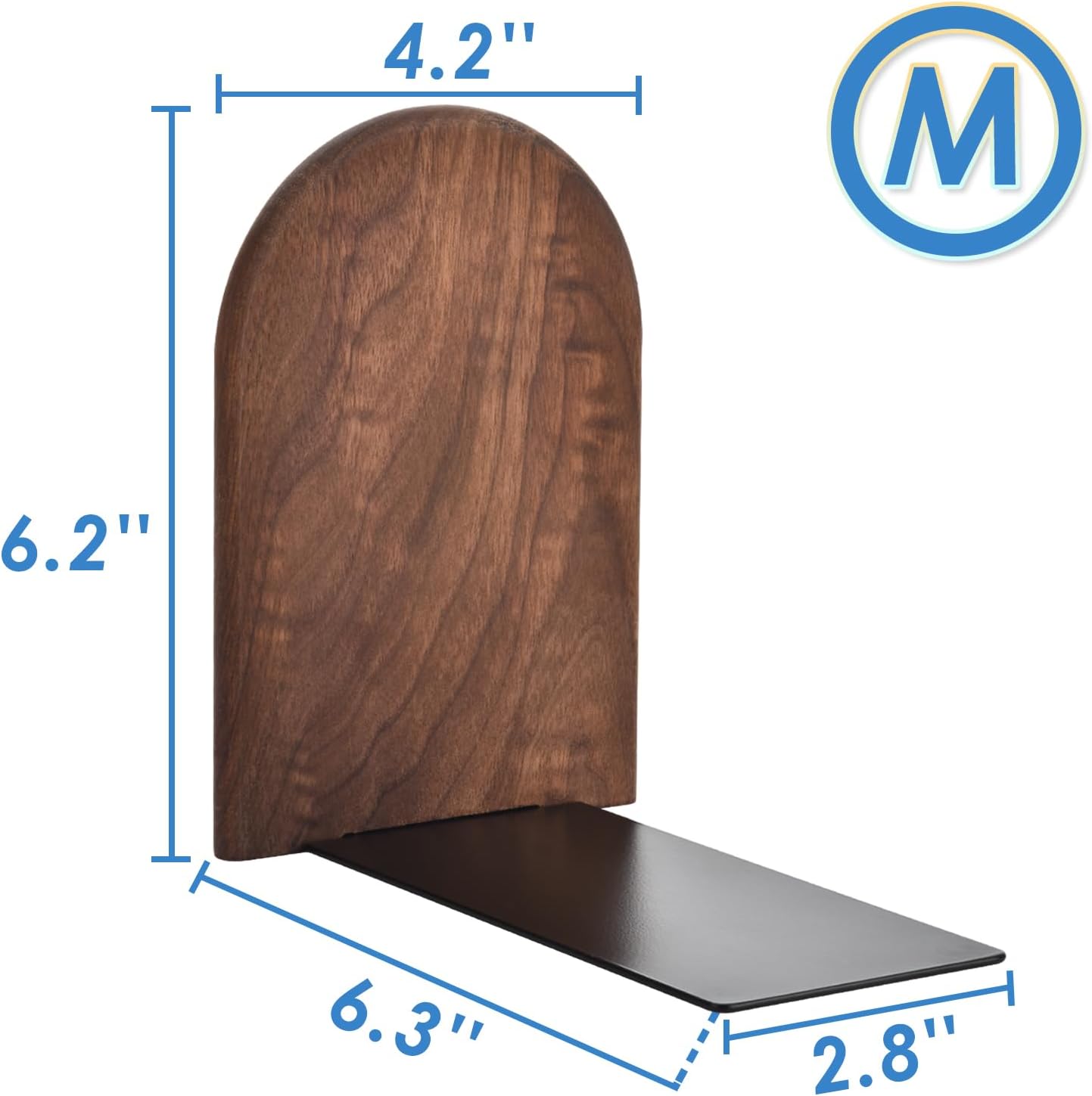 Sturdy Wooden Bookends with Non-Slip Base - 1 Pair