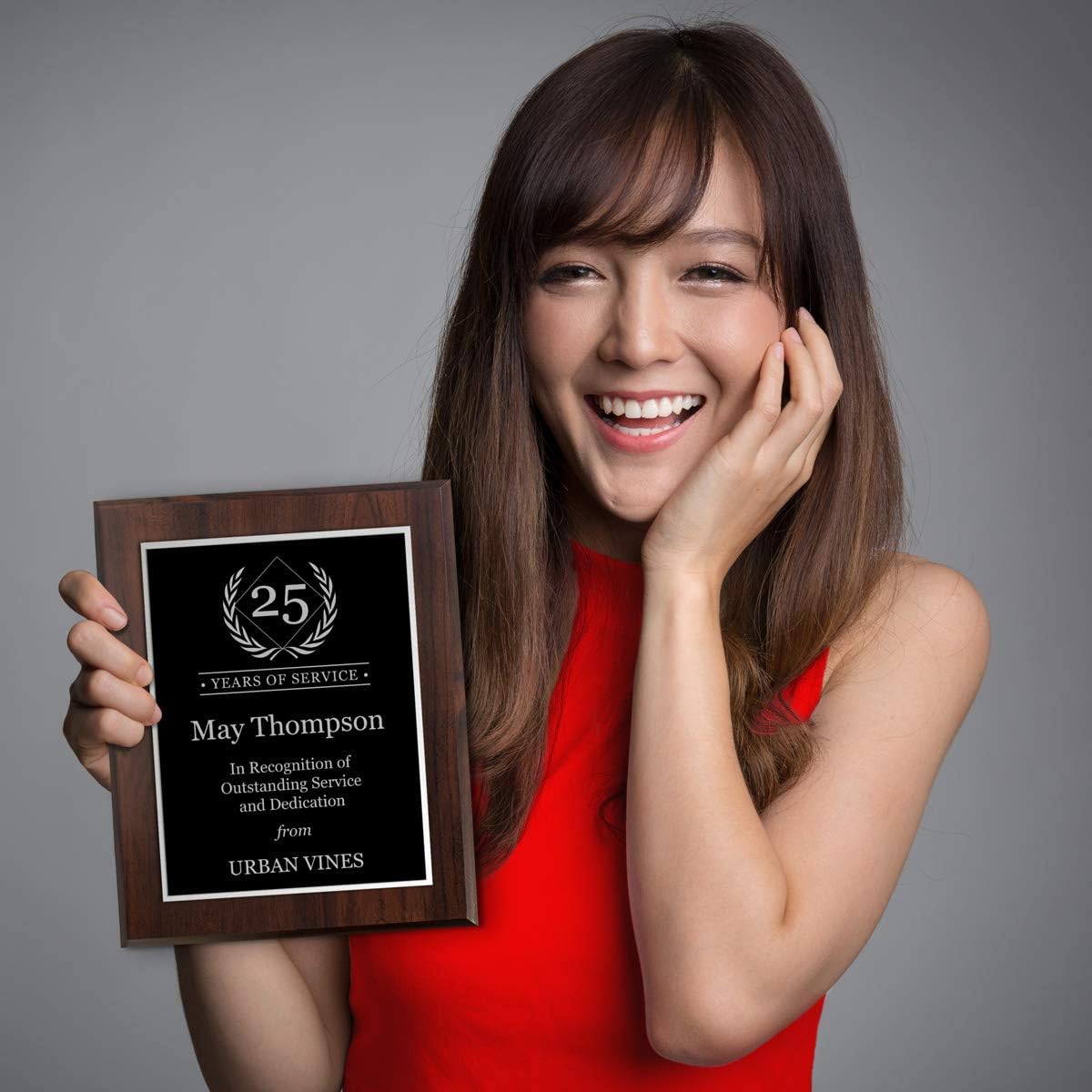 PlaqueMaker Personalized Years of Service Award - Black with Silver