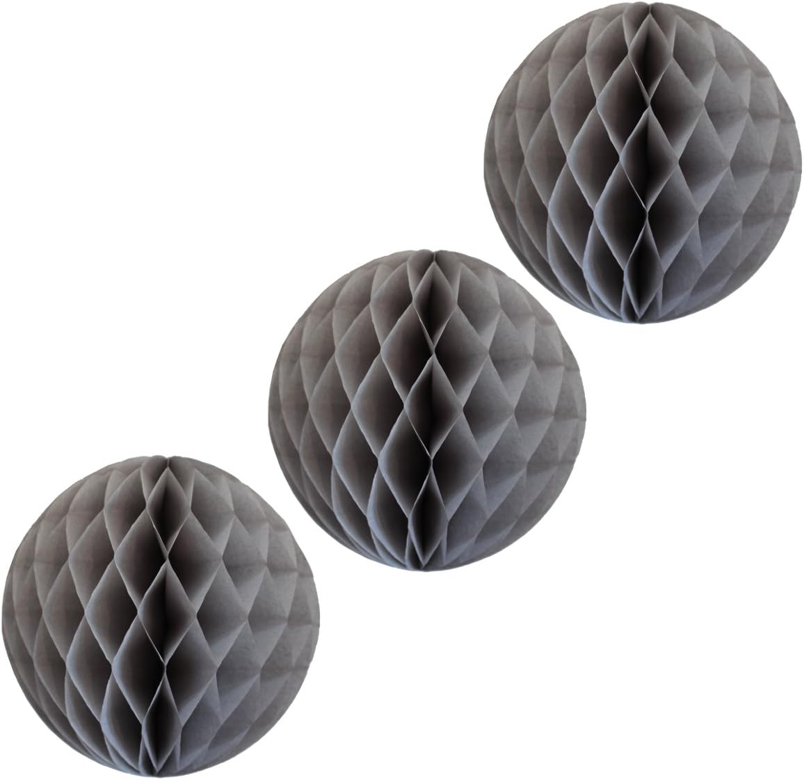 3-Pack 8 Inch Honeycomb Tissue Balls Gray