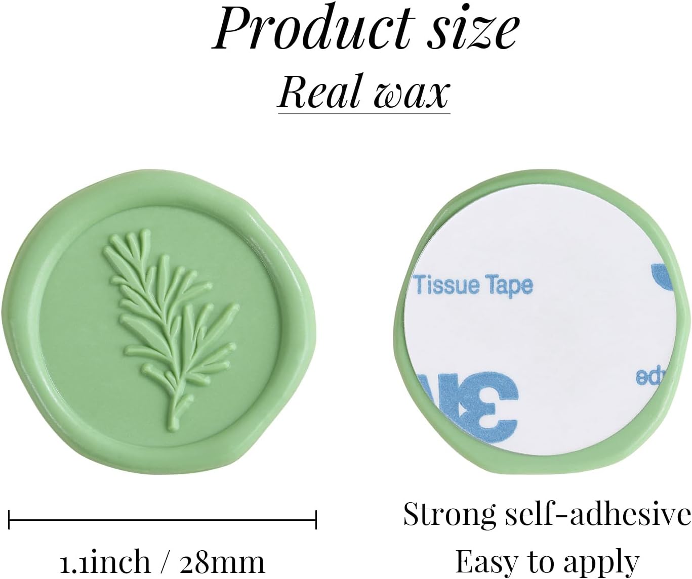 UNIQOOO Wax Seal Stickers Rosemary Design 50 Pcs Moss Green