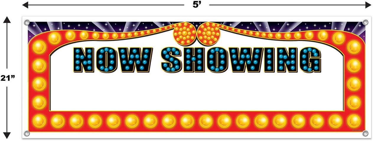 Now Showing Blank Sign Banner for Parties 1 Count