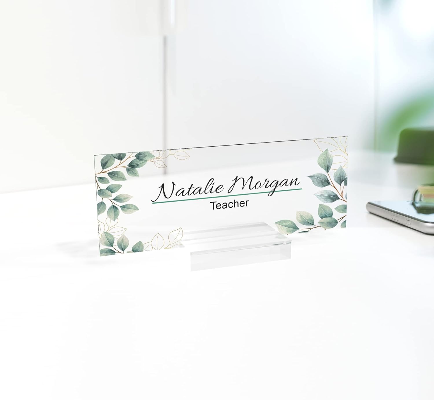 Custom Desk Name Plate - Glass-Like Acrylic Office Sign by ARTSWAVE