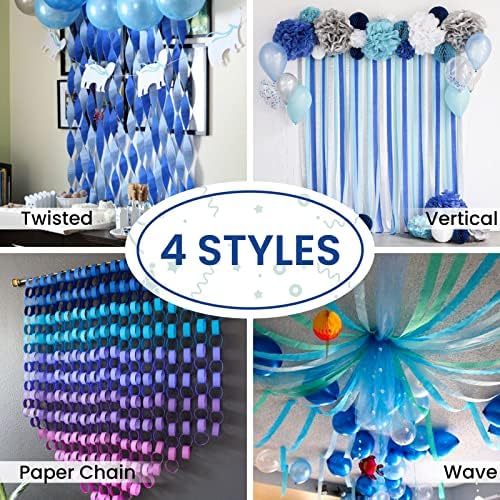 PartyWoo Crepe Paper Streamers 6 Rolls 492ft