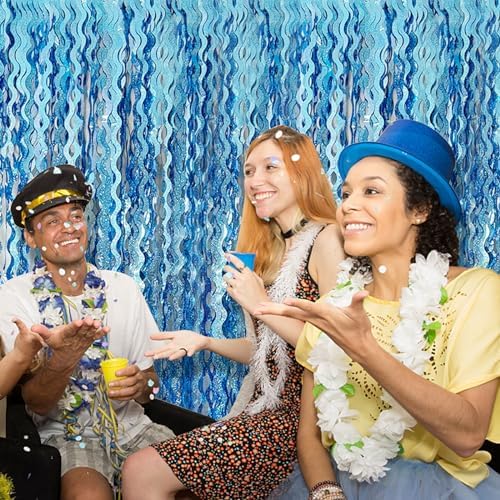 BOMSI Sparkle Metallic Wavy Foil Fringe Curtain