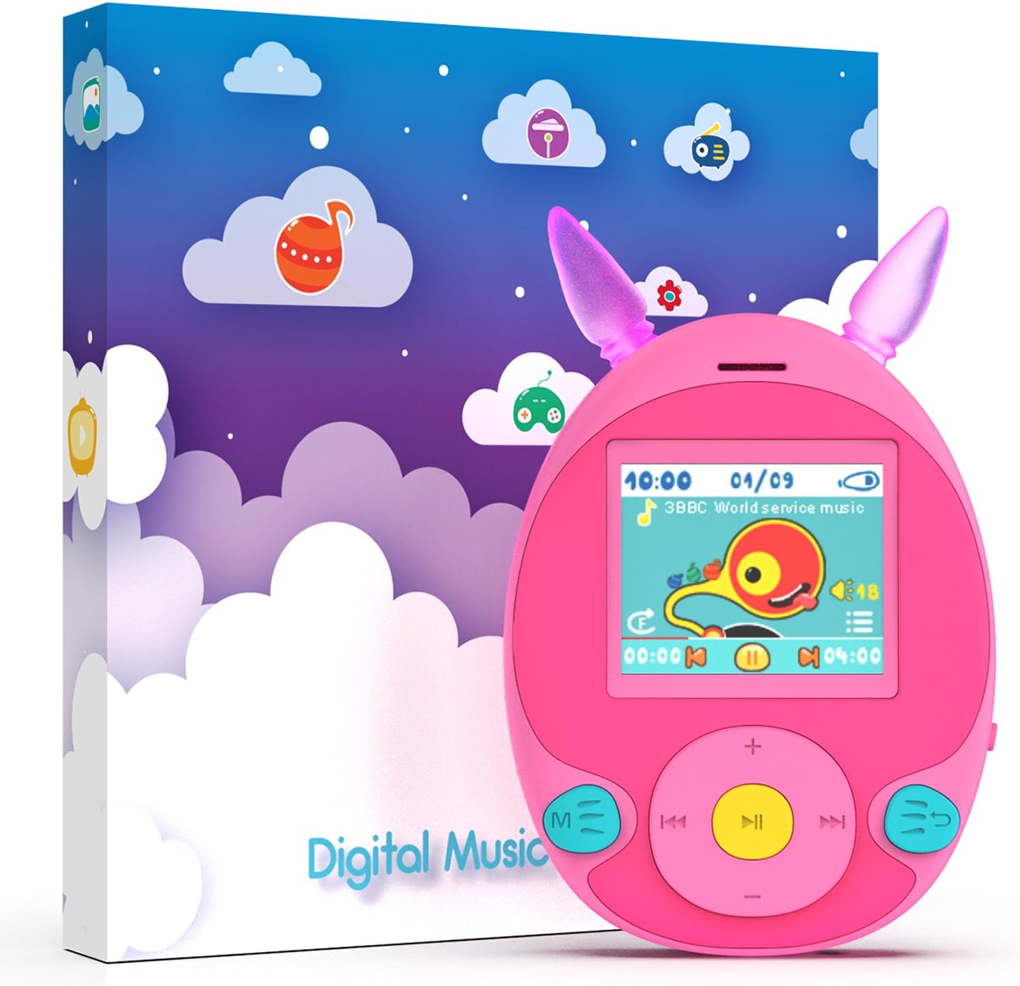 Wiwoo 64GB Kids MP3 Player with Bluetooth and LED Lights