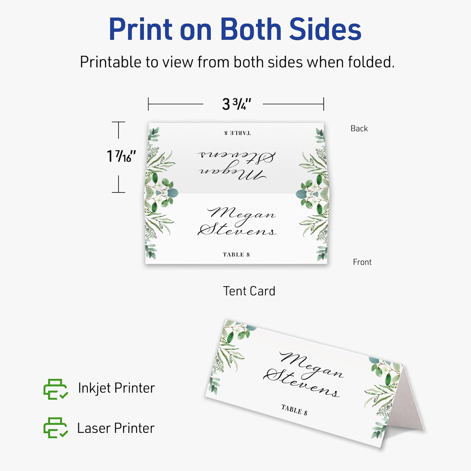 Avery Rectangle Place Cards 1-716 x 375 Matte White 150 Total