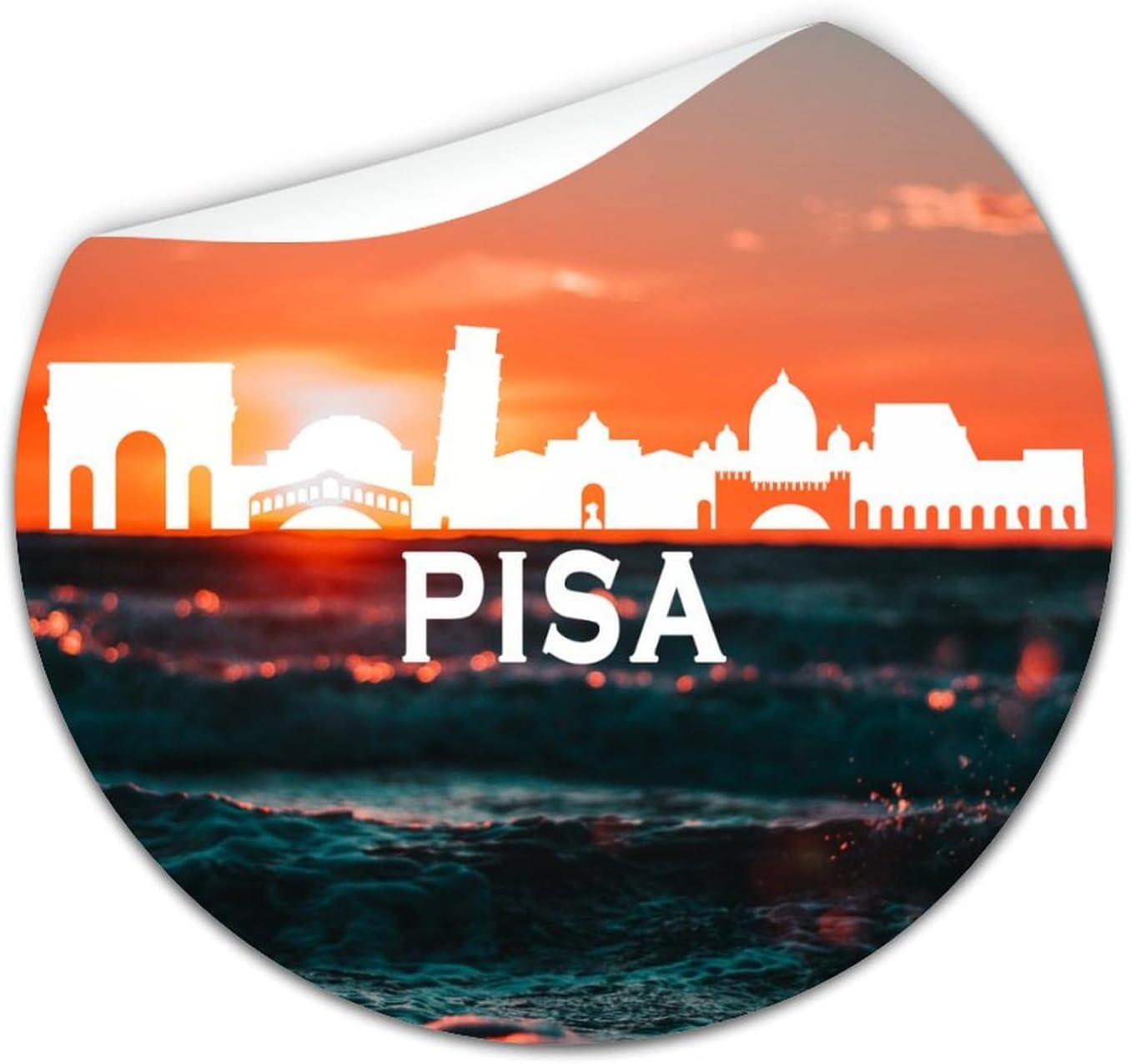 2in Round Label Stickers 100pcs Pisa City Skyline Decals