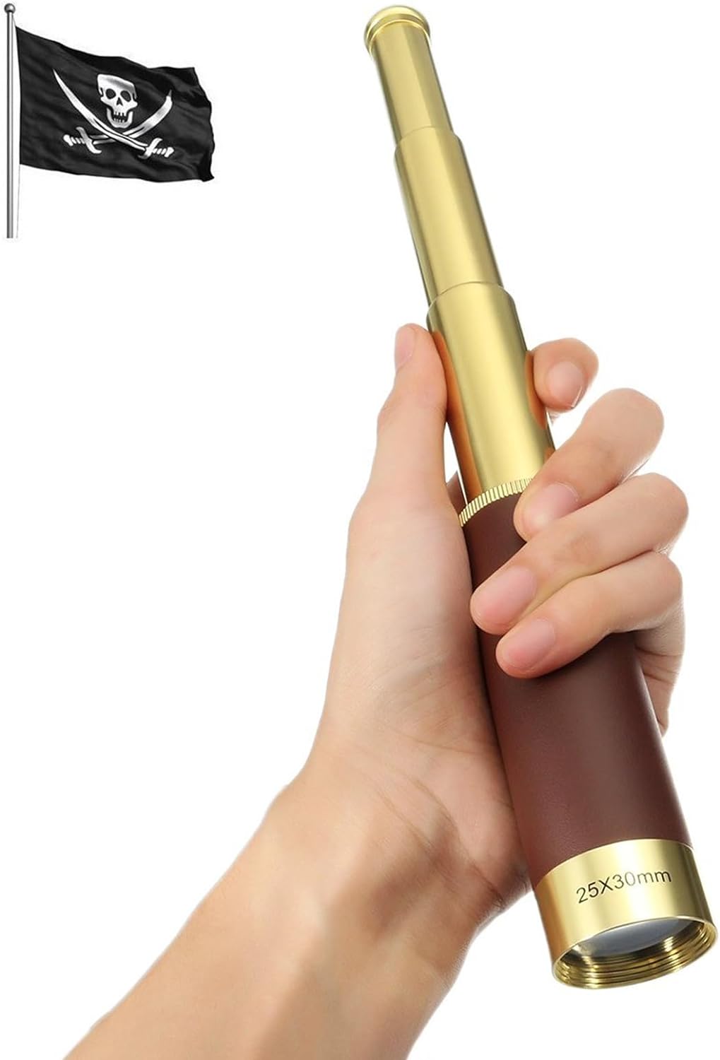 NewDoar 25x30 Zoom Monocular Pirate Telescope - Waterproof Aluminum Alloy Brass Adjustable