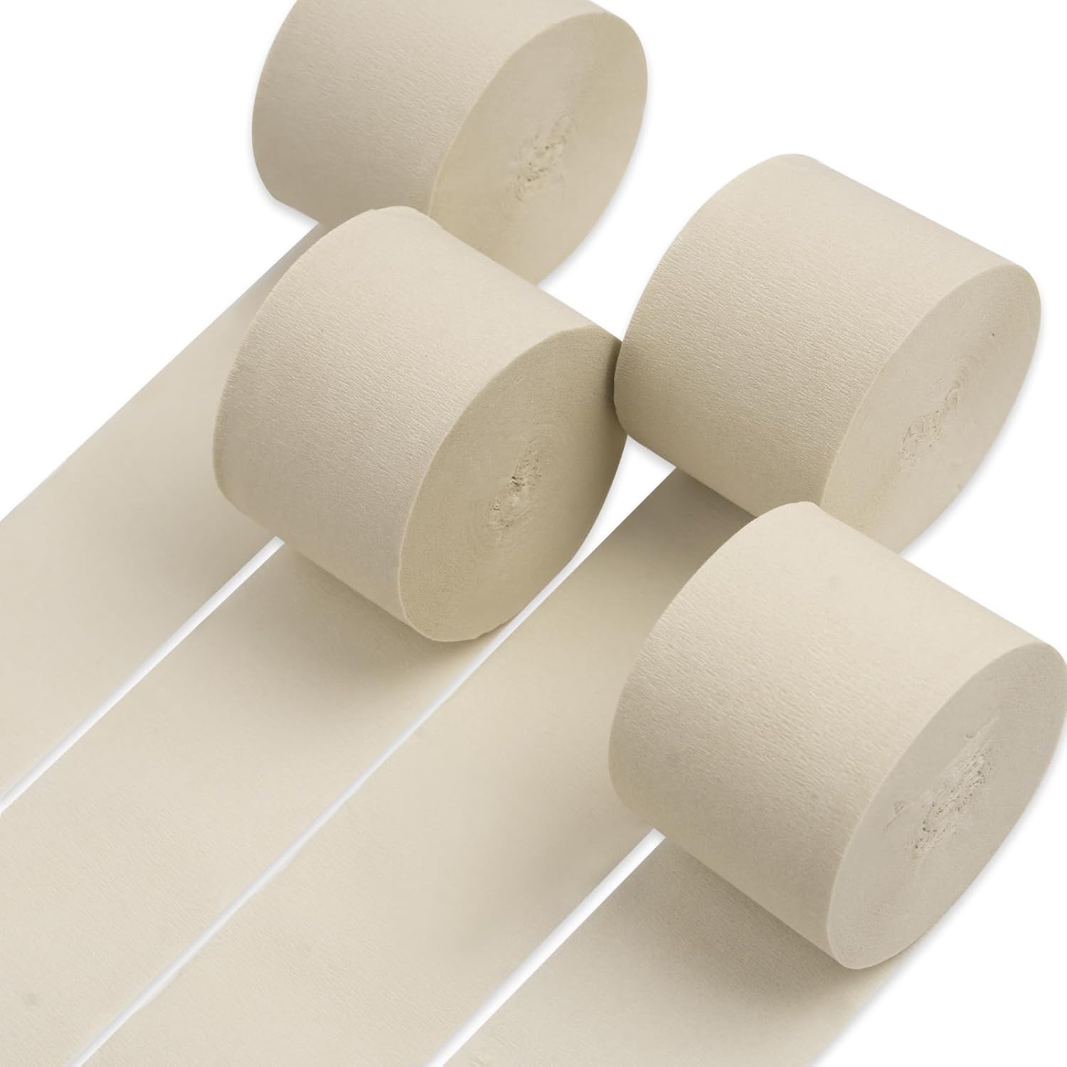 PartyWoo White Crepe Paper Streamers 4 Rolls 328ft Pack