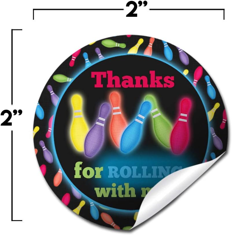 Cosmic Glow Bowling Sticker Labels for Kids