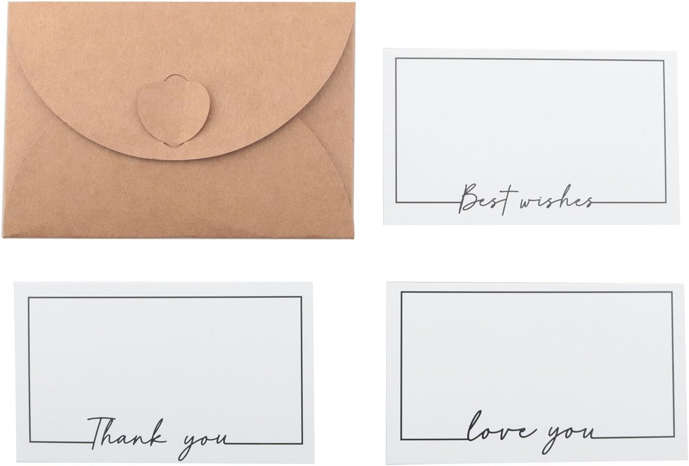 15PCS Kraft Mini Envelope Gift Card Holder with Heart Clasp