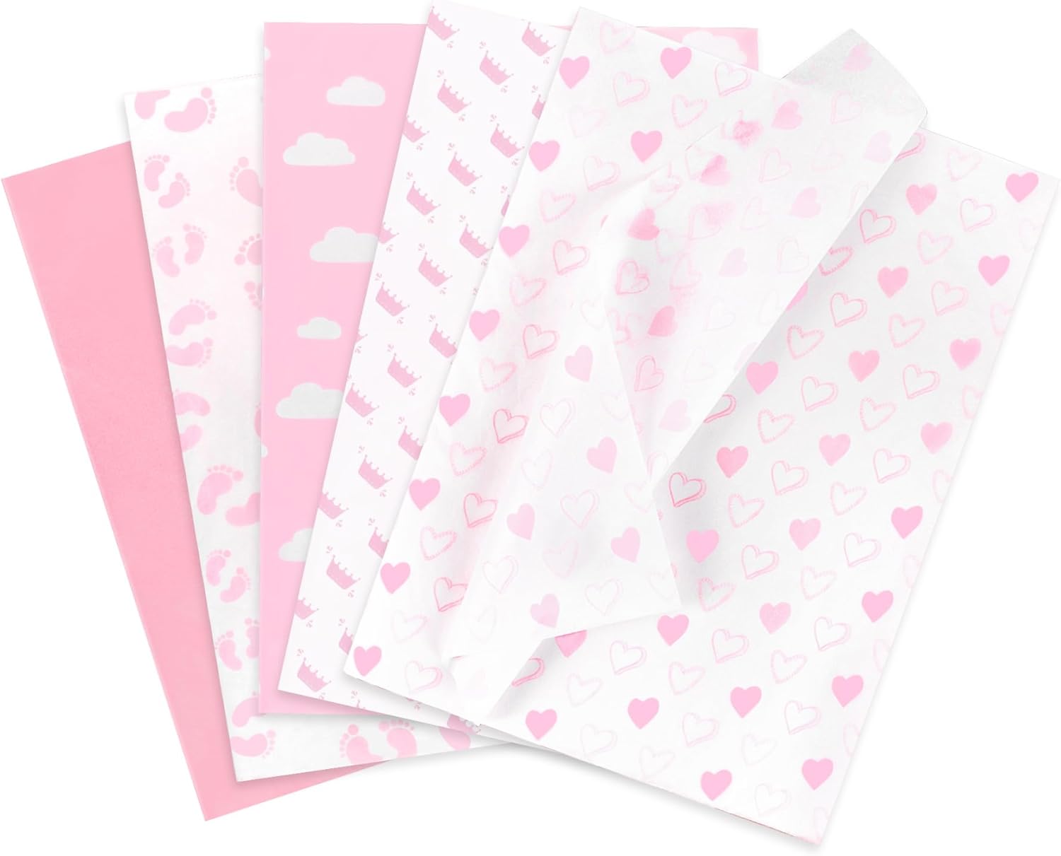 Larcenciel Tissue Paper 50 Pcs Baby Feet Print Pink for Gift Wrapping