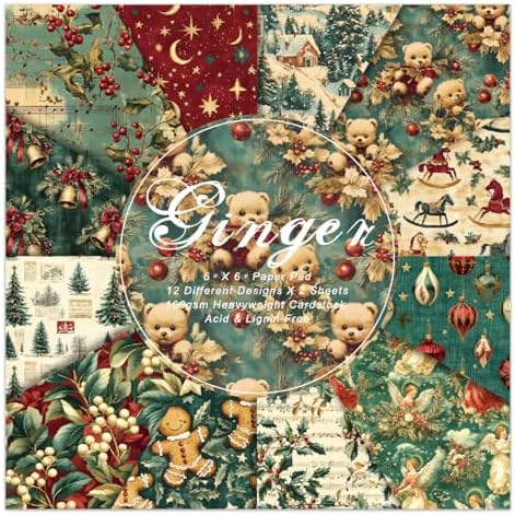 EAMOTOL 6 Inch Christmas Cardstock Paper Pad - 24 Sheets Decorative