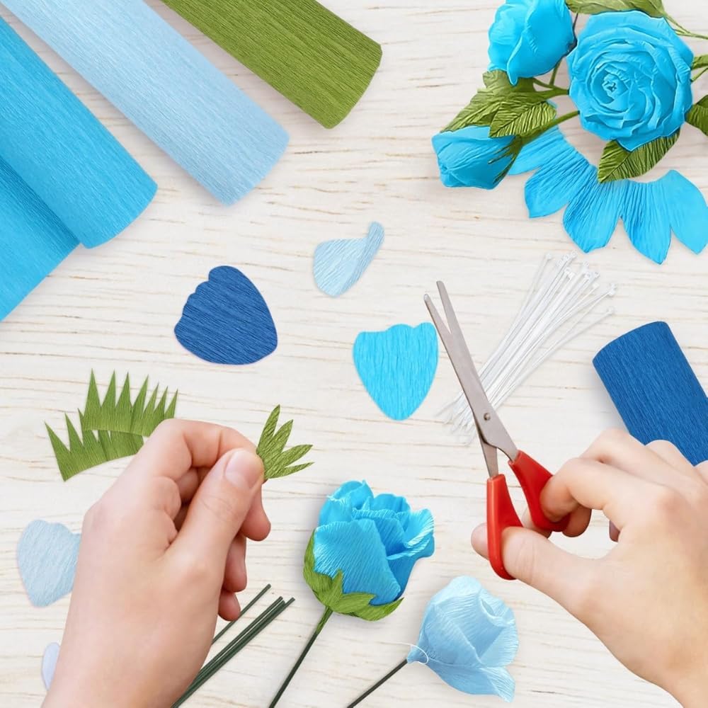 Baby Blue Crepe Paper Roll 81 Feet 1 Count