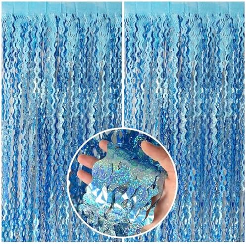 BOMSI Sparkle Metallic Wavy Foil Fringe Curtain
