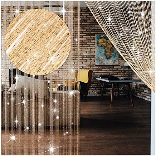 WILLBOND 4 Pcs Glitter String Curtains with Fringe