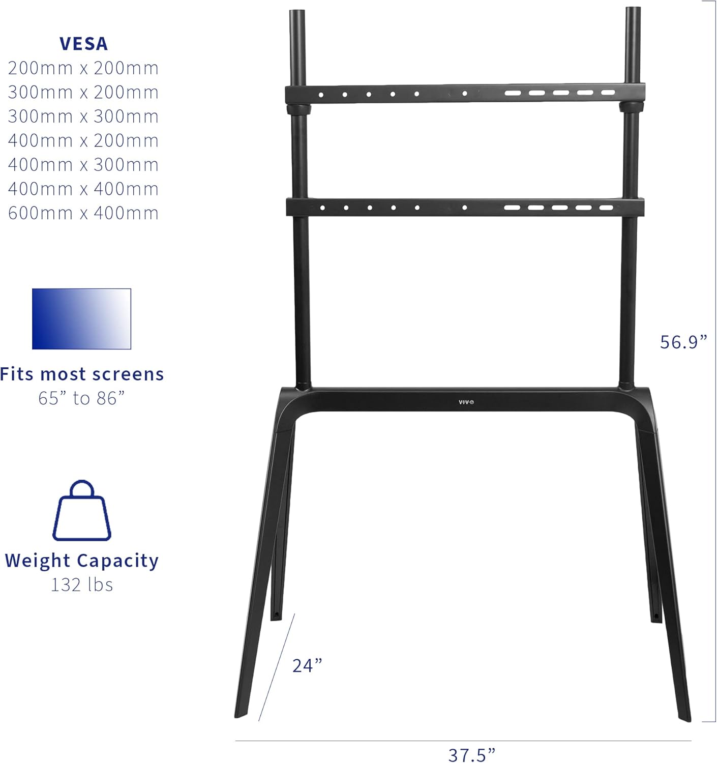 Vivo Steel Easel TV Stand 65-86 Inch Modern Display