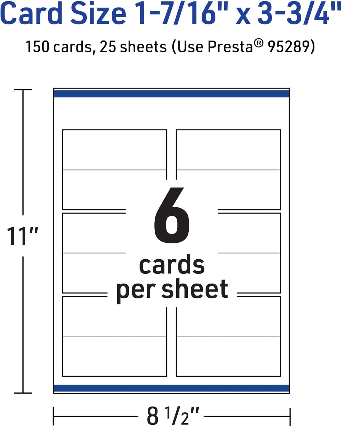 Avery Rectangle Place Cards 1-716 x 375 Matte White 150 Total