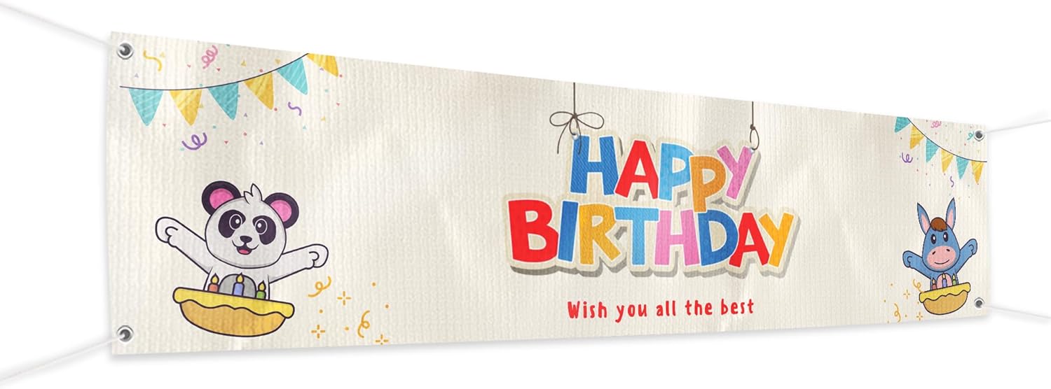Happy Birthday Banner Sign 4x1 Ft Custom Outdoor Indoor Display