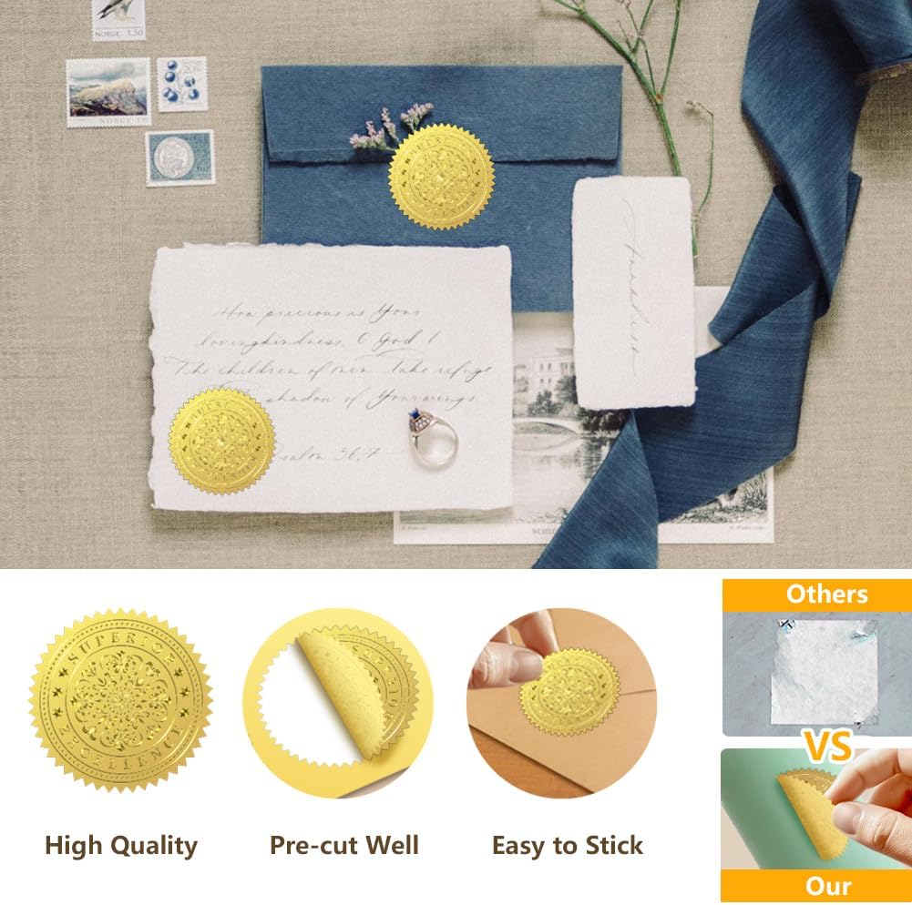 Peacoblue Gold Foil Santa Claus Seals 2 Inch 100Pcs