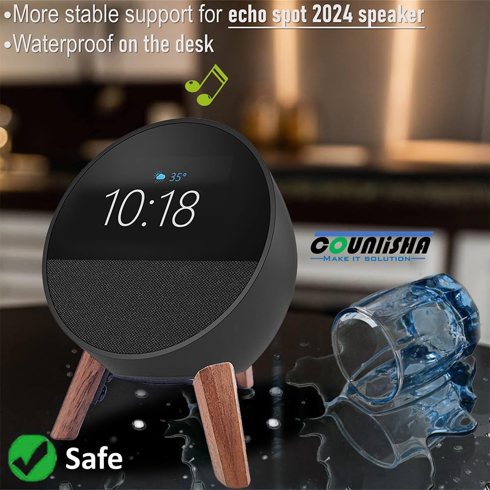 Real Wood Stand for Echo Spot 2024 Smart Clock