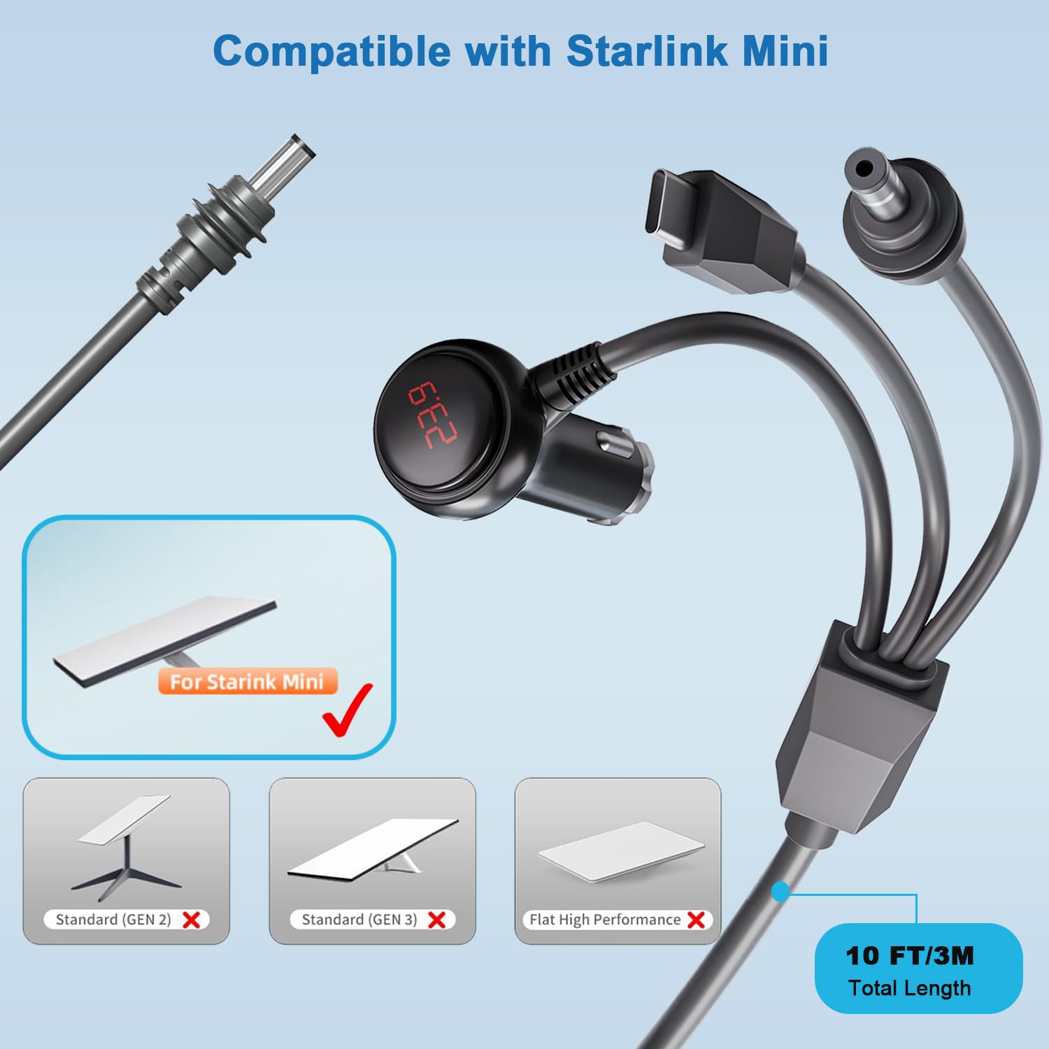 GemCoo Starlink Mini 3 in 1 Car Charger Cable