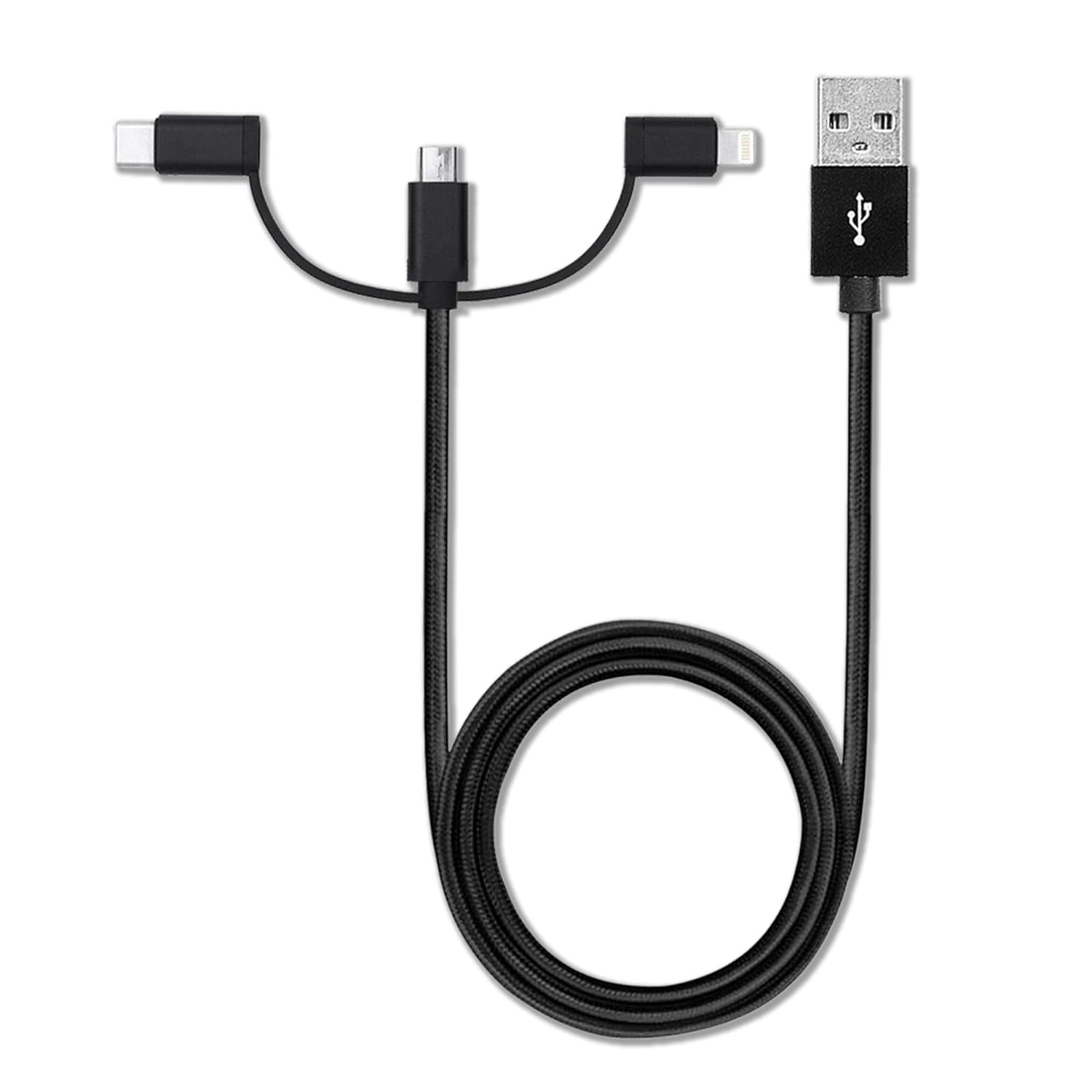BoxWave AllCharge 3-in-1 USB Cable - Jet Black